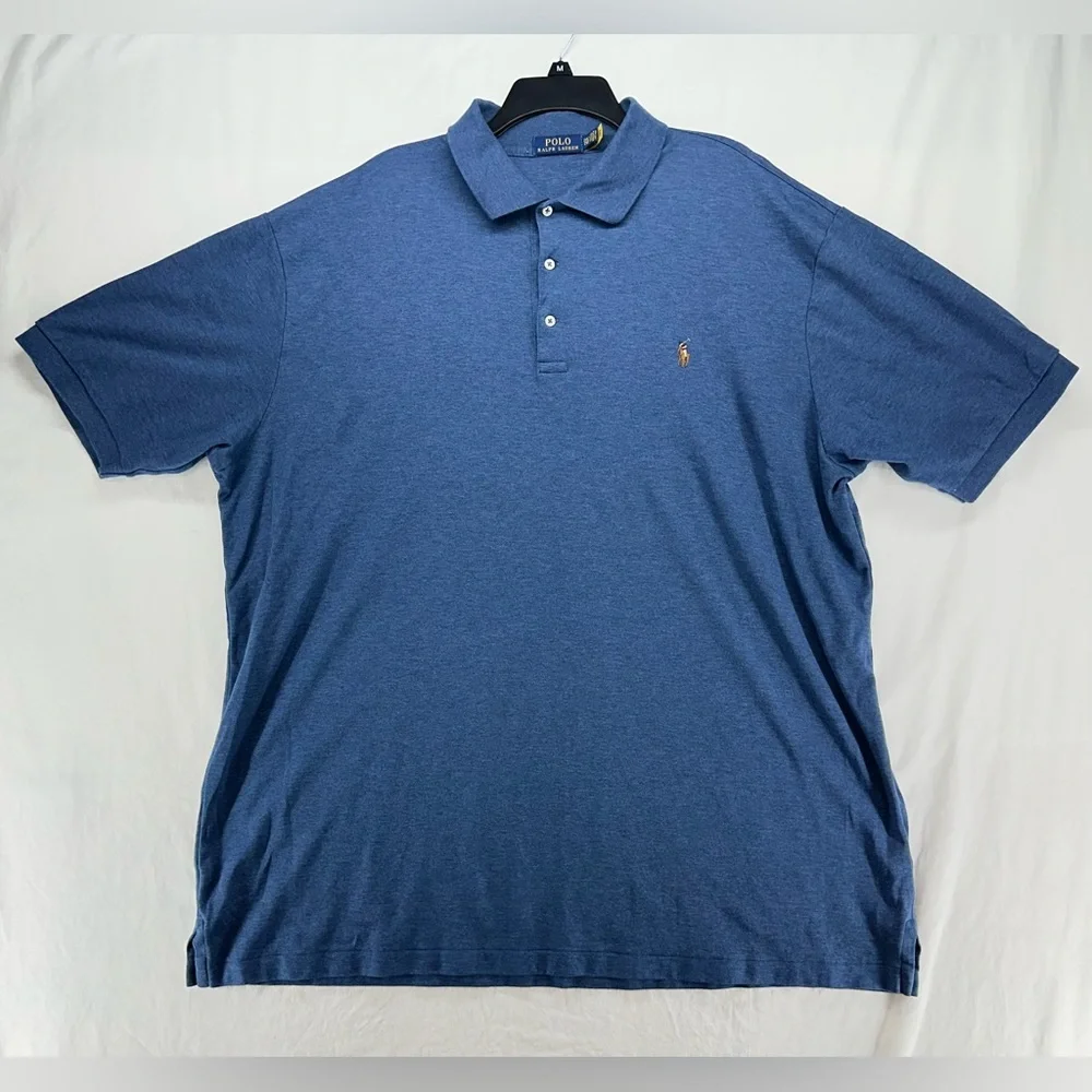 Polo Ralph‎ Lauren Polo Shirt Mens 2XLT Blue Tricolor Pony Classic Fit Casual